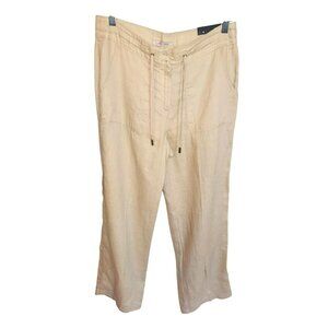 NWT John Mark Wide Leg Linen Crop Pants S Beige Linen Relaxed Fit Sustainable